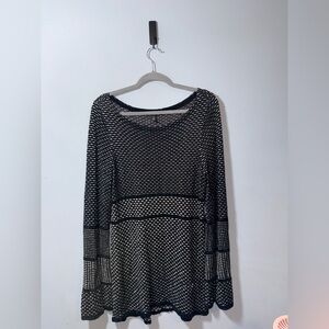 White House Black Market Sweater Metallic Velour Detail Tunic Dress Size XL EUC